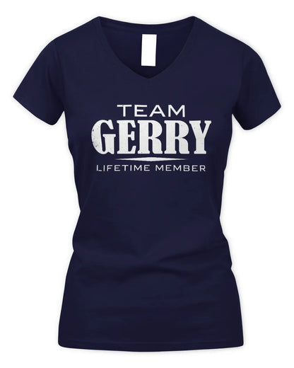 GERRY BL62-K4-128 - Personalized “Team NAME Lifetime Member” - Women's V-Neck T-Shirt - Navy