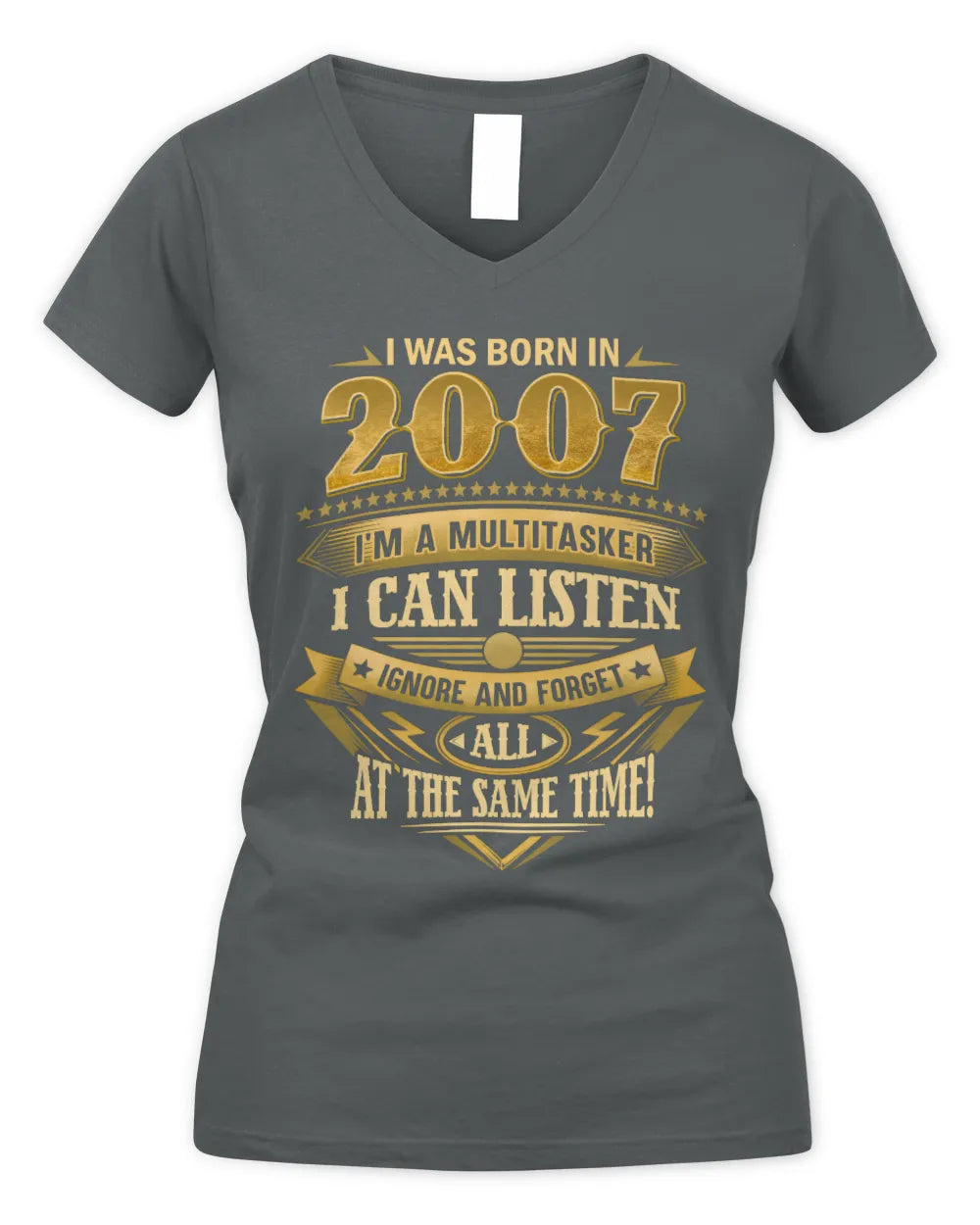 2007 HH89-K2 – Funny Birth Year Multitasker Quote T-Shirt - Women's V-Neck T-Shirt - Charcoal