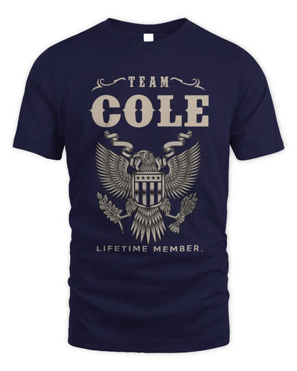 COLE TP06-K82 – Personalized Classic Style Apparel “Team NAME Lifetime Member” - Unisex Standard T-Shirt - Navy