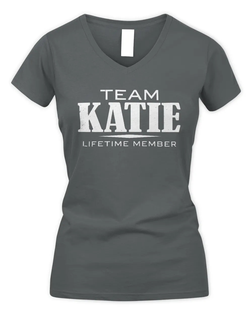 KATIE BL62-K4-128 - Personalized “Team NAME Lifetime Member” - Women's V-Neck T-Shirt - Charcoal