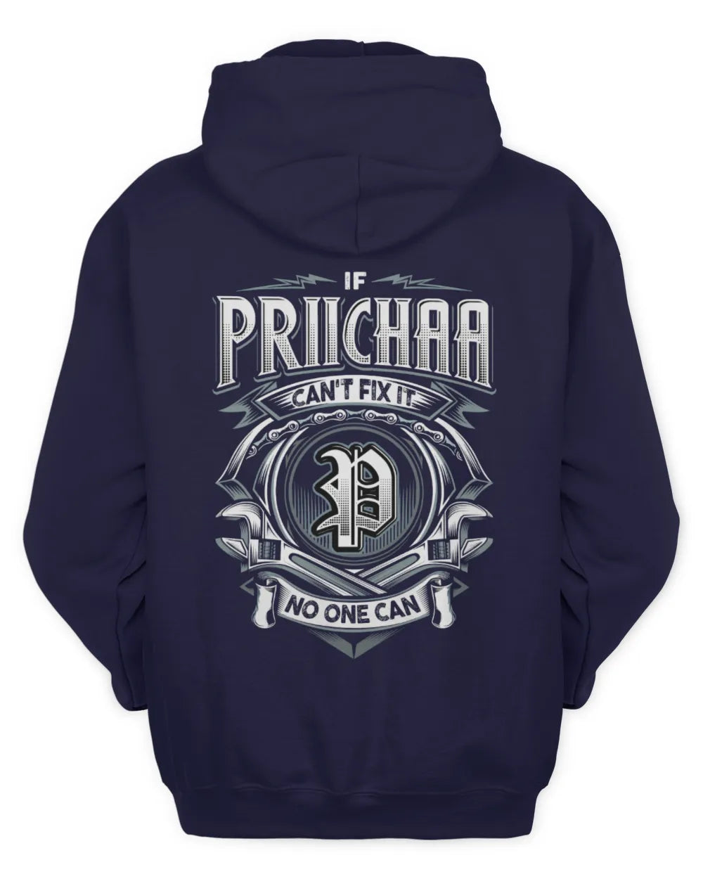 PRIICHAA AP81-K4-626 - Personalized Ahmed Quote Apparel “If Ahmed Can't Fix It, No One Can” - Unisex Hoodie - Navy