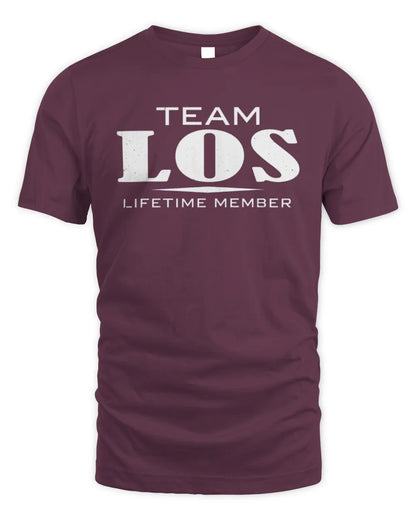 LOS BL62-K4-128 - Personalized “Team NAME Lifetime Member” - Unisex Standard T-Shirt - Maroon