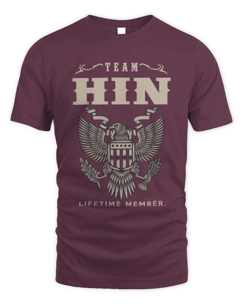 HIN TP06-K82 – Personalized Classic Style Apparel “Team NAME Lifetime Member” - Unisex Standard T-Shirt - Maroon