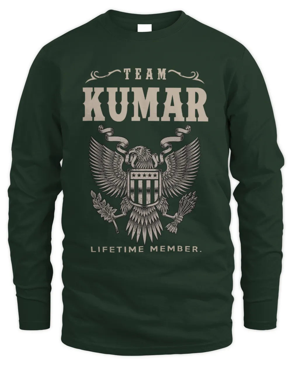 KUMAR TP06-K82 – Personalized Classic Style Apparel “Team NAME Lifetime Member” - Men's Long Sleeved T-Shirt - Forest Green