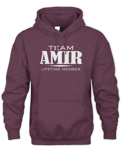 AMIR BL62-K4-128 - Personalized “Team NAME Lifetime Member” - Unisex Hoodie - Maroon