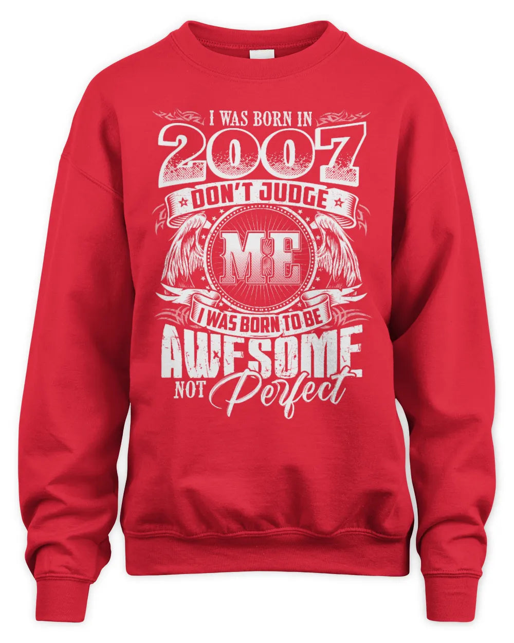 2007 HH89-K2 – Awesome Birth Year Quote T-Shirt - Unisex Sweatshirt - Red