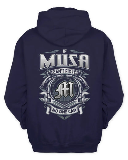 MUSA AP81-K4-626 - Personalized Ahmed Quote Apparel “If Ahmed Can't Fix It, No One Can” - Unisex Hoodie - Navy