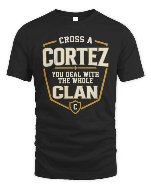 CORTEZ NT1-K008 Cross A/An NAME, You Deal With the Whole Clan | Personalized Vintage T-Shirt - Unisex Standard T-Shirt - Black