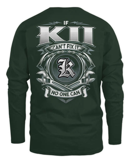 KII AP81-K4-626 - Personalized Ahmed Quote Apparel “If Ahmed Can't Fix It, No One Can” - Men's Long Sleeved T-Shirt - Forest Green