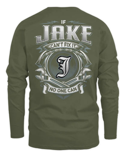 JAKE AP81-K4-626 - Personalized Ahmed Quote Apparel “If Ahmed Can't Fix It, No One Can” - Men's Long Sleeved T-Shirt - Military Green