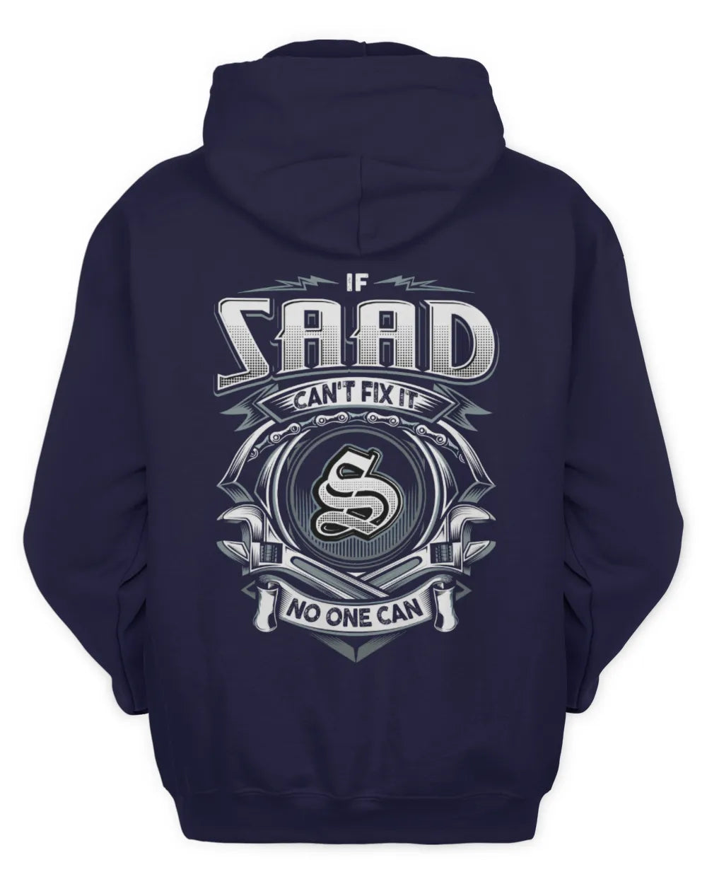 SAAD AP81-K4-626 - Personalized Ahmed Quote Apparel “If Ahmed Can't Fix It, No One Can” - Unisex Hoodie - Navy