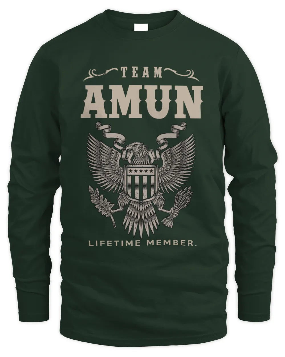 AMUN TP06-K82 – Personalized Classic Style Apparel “Team NAME Lifetime Member” - Men's Long Sleeved T-Shirt - Forest Green