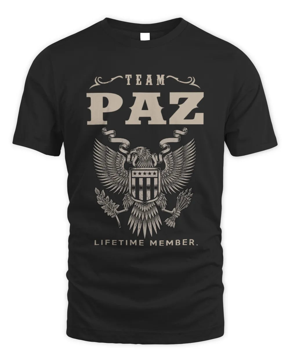 PAZ TP06-K82 – Personalized Classic Style Apparel “Team NAME Lifetime Member” - Unisex Standard T-Shirt - Black