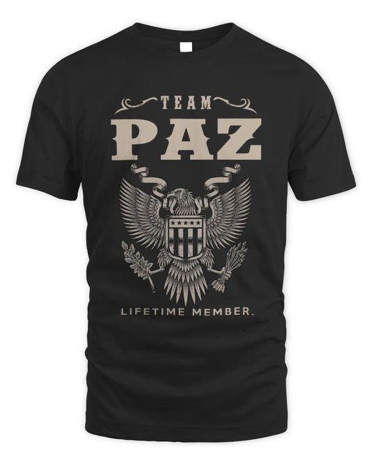 PAZ TP06-K82 – Personalized Classic Style Apparel “Team NAME Lifetime Member” - Unisex Standard T-Shirt - Black