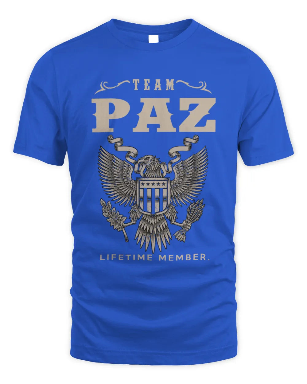 PAZ TP06-K82 – Personalized Classic Style Apparel “Team NAME Lifetime Member” - Unisex Standard T-Shirt - Royal