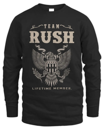 RUSH TP06-K82 – Personalized Classic Style Apparel “Team NAME Lifetime Member” - Men's Long Sleeved T-Shirt - Black