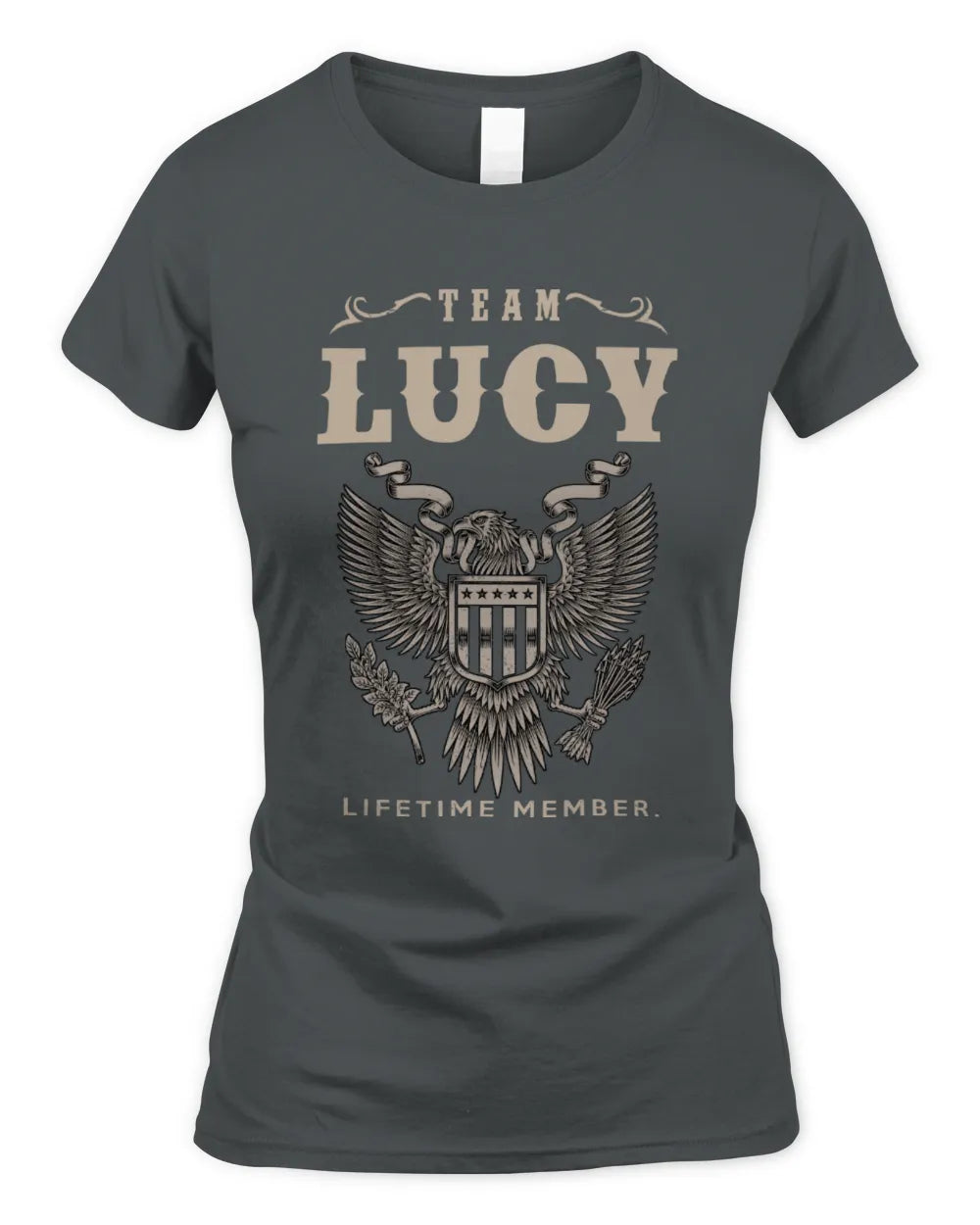 LUCY TP06-K82 – Personalized Classic Style Apparel “Team NAME Lifetime Member” - Women's Standard T-Shirt - Charcoal
