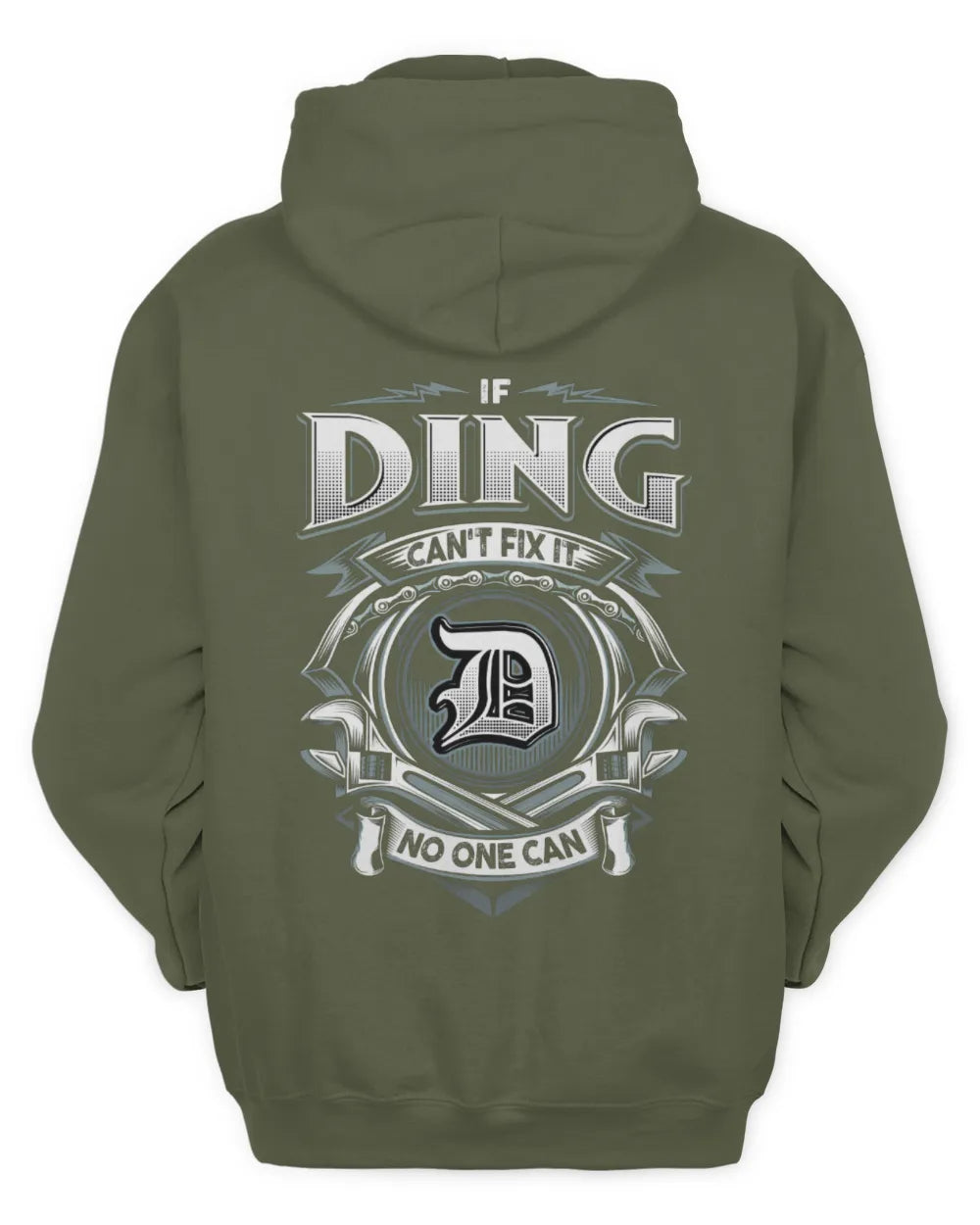 DING AP81-K4-626 - Personalized Ahmed Quote Apparel “If Ahmed Can't Fix It, No One Can” - Unisex Hoodie - Military Green