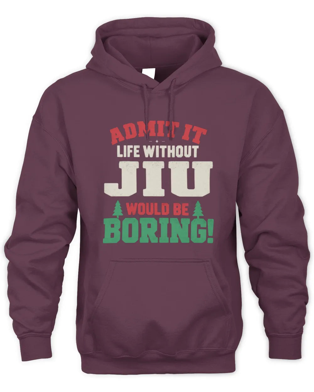 JIU P5 TH08 Christmas T-Shirt – “Life Without NAME Would Be Boring” - Unisex Hoodie - Maroon