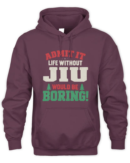 JIU P5 TH08 Christmas T-Shirt – “Life Without NAME Would Be Boring” - Unisex Hoodie - Maroon
