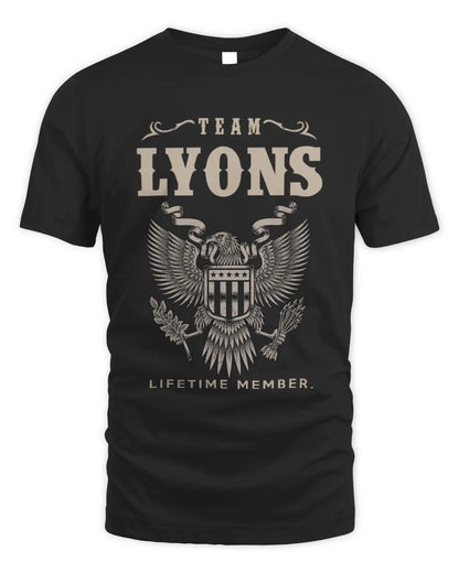 LYONS TP06-K82 – Personalized Classic Style Apparel “Team NAME Lifetime Member” - Unisex Standard T-Shirt - Black