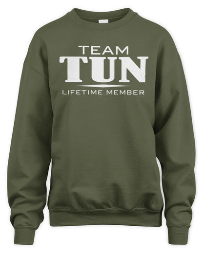 TUN BL62-K4-128 - Personalized “Team NAME Lifetime Member” - Unisex Sweatshirt - Military Green