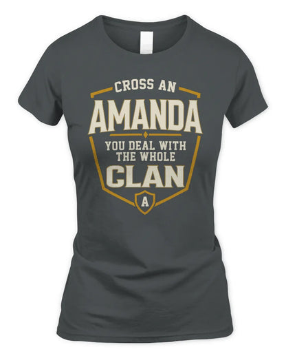 AMANDA NT1-K008 Cross A/An NAME, You Deal With the Whole Clan | Personalized Vintage T-Shirt - Women's Standard T-Shirt - Charcoal