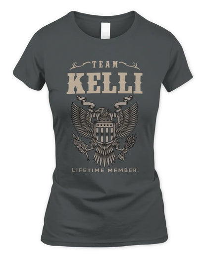KELLI TP06-K82 – Personalized Classic Style Apparel “Team NAME Lifetime Member” - Women's Standard T-Shirt - Charcoal
