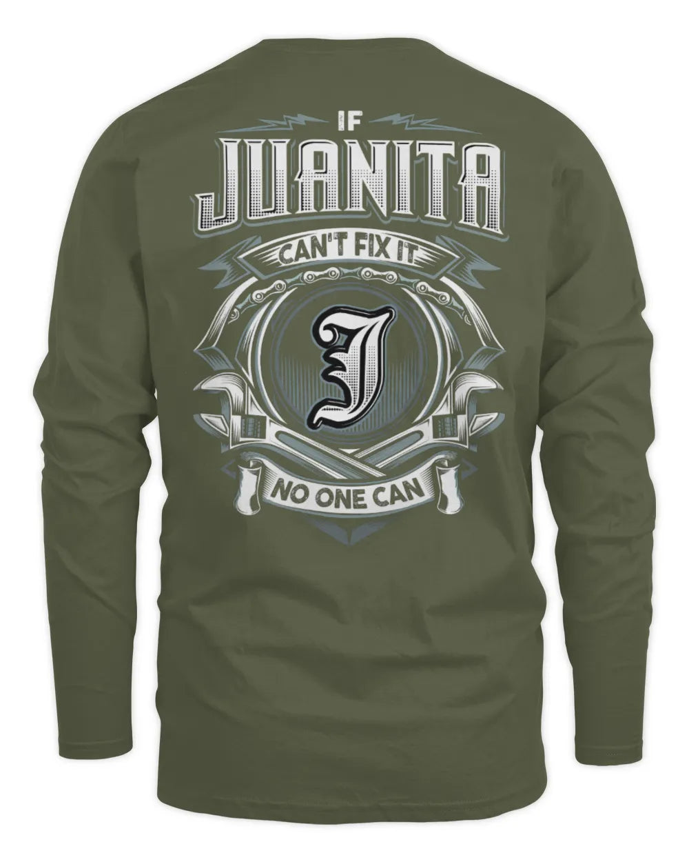 JUANITA AP81-K4-626 - Personalized Ahmed Quote Apparel “If Ahmed Can't Fix It, No One Can” - Men's Long Sleeved T-Shirt - Military Green