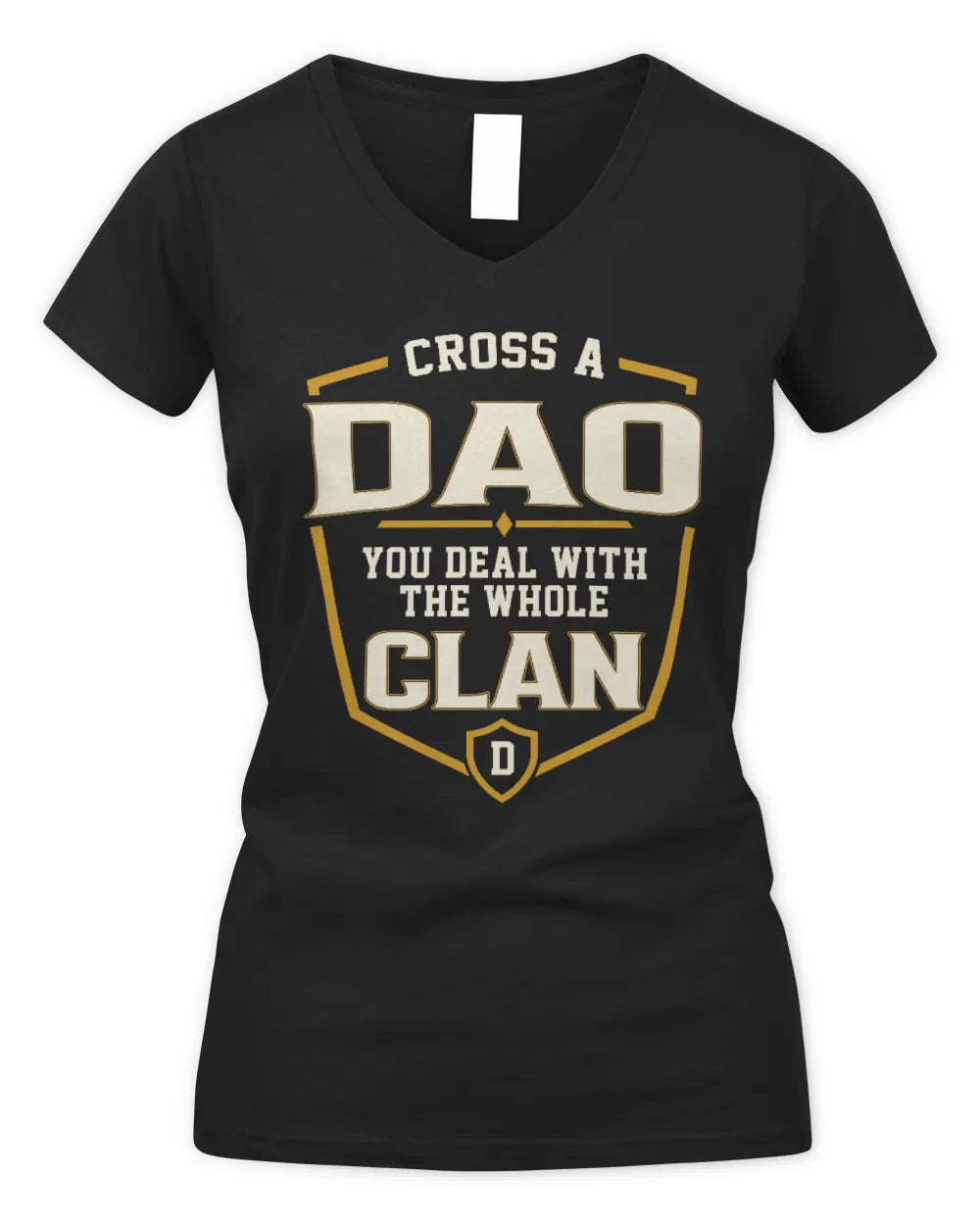 DAO NT1-K008 Cross A/An NAME, You Deal With the Whole Clan | Personalized Vintage T-Shirt - Women's V-Neck T-Shirt - Black