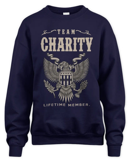 CHARITY TP06-K82 – Personalized Classic Style Apparel “Team NAME Lifetime Member” - Unisex Sweatshirt - Navy