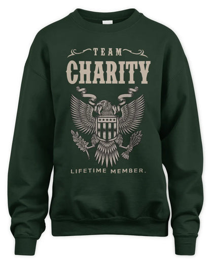 CHARITY TP06-K82 – Personalized Classic Style Apparel “Team NAME Lifetime Member” - Unisex Sweatshirt - Forest Green