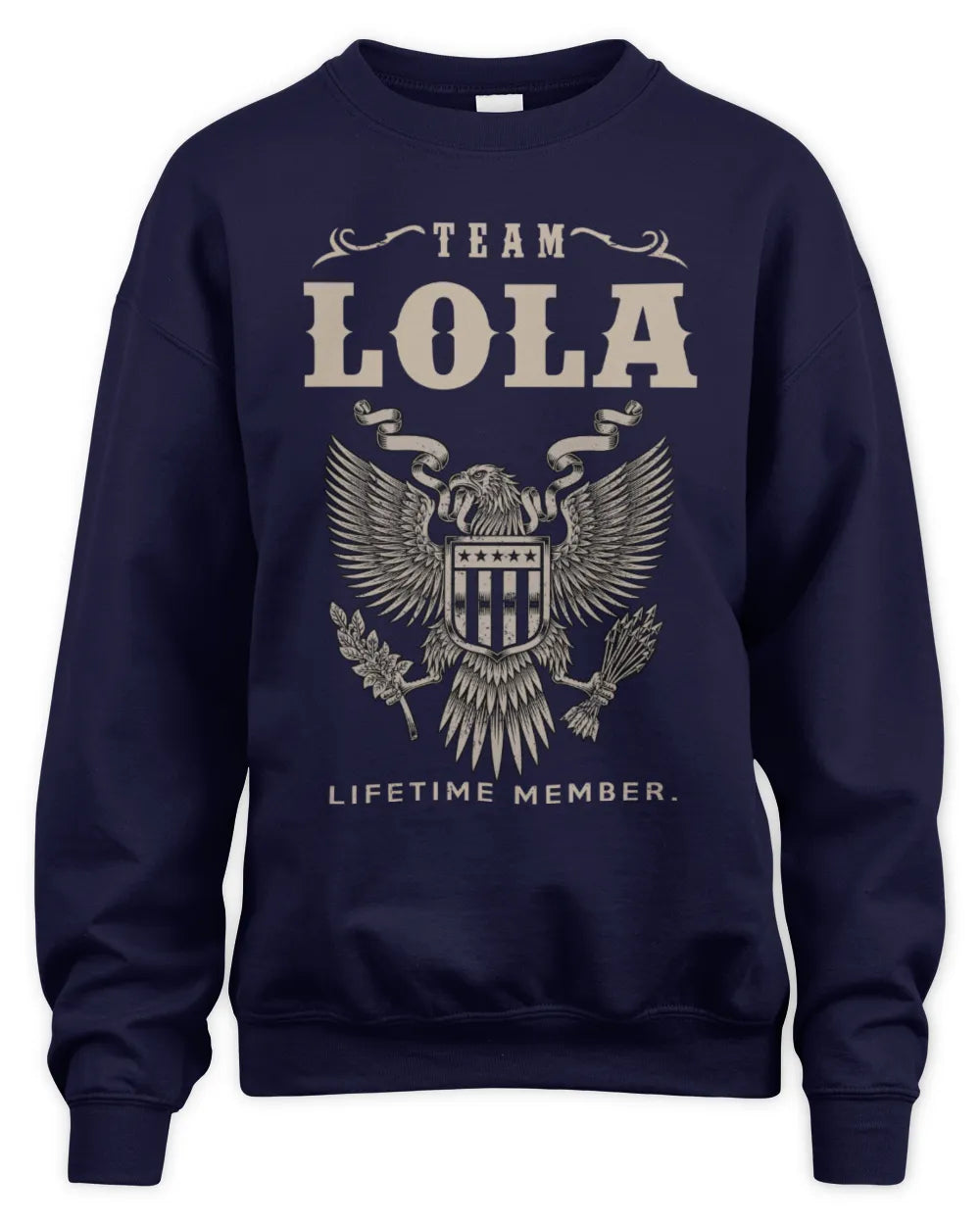 LOLA TP06-K82 – Personalized Classic Style Apparel “Team NAME Lifetime Member” - Unisex Sweatshirt - Navy