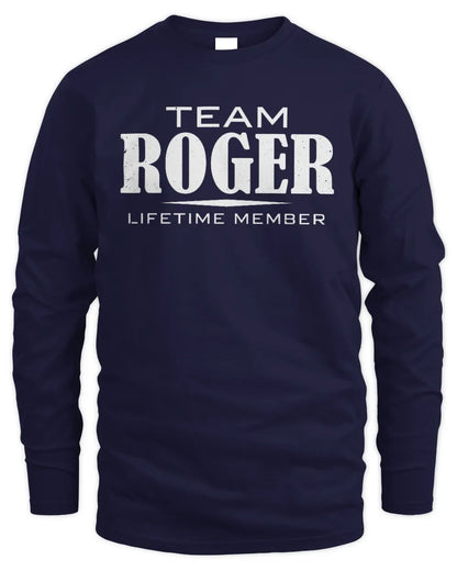 ROGER BL62-K4-128 - Personalized “Team NAME Lifetime Member” - Men's Long Sleeved T-Shirt - Navy