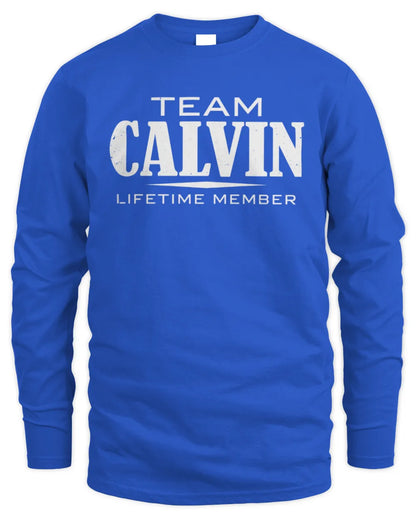 CALVIN BL62-K4-128 - Personalized “Team NAME Lifetime Member” - Men's Long Sleeved T-Shirt - Royal