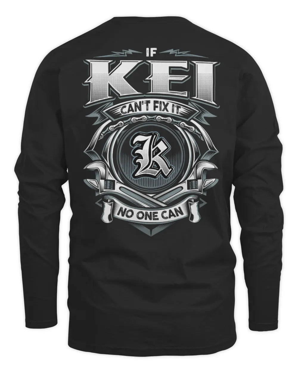 KEI AP81-K4-626 - Personalized Ahmed Quote Apparel “If Ahmed Can't Fix It, No One Can” - Men's Long Sleeved T-Shirt - Black