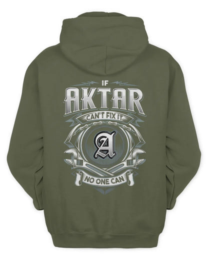 AKTAR AP81-K4-626 - Personalized Ahmed Quote Apparel “If Ahmed Can't Fix It, No One Can” - Unisex Hoodie - Military Green