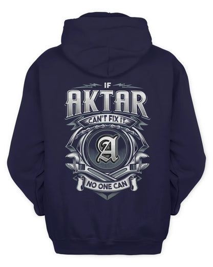 AKTAR AP81-K4-626 - Personalized Ahmed Quote Apparel “If Ahmed Can't Fix It, No One Can” - Unisex Hoodie - Navy