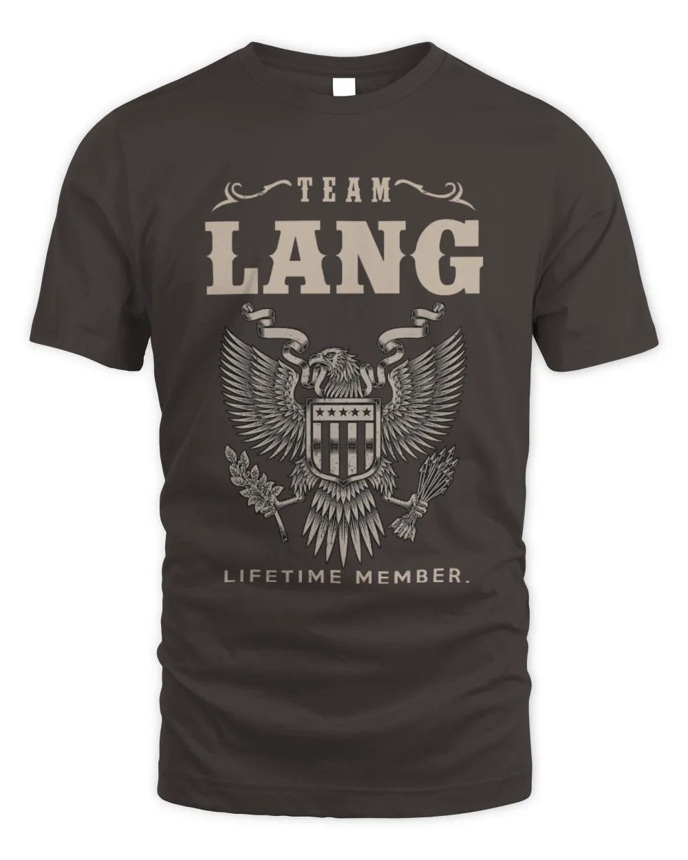 LANG TP06-K82 – Personalized Classic Style Apparel “Team NAME Lifetime Member” - Unisex Standard T-Shirt - Dark Chocolate