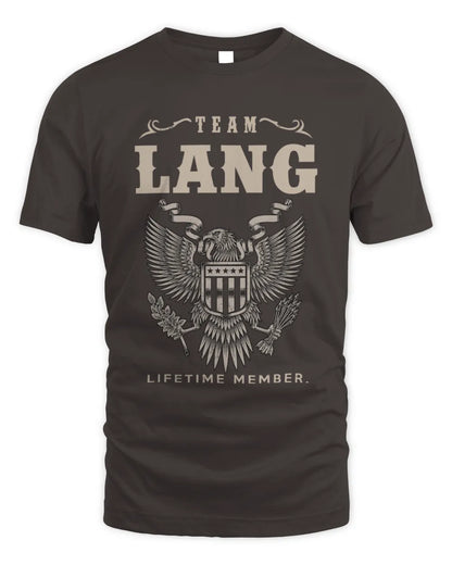 LANG TP06-K82 – Personalized Classic Style Apparel “Team NAME Lifetime Member” - Unisex Standard T-Shirt - Dark Chocolate