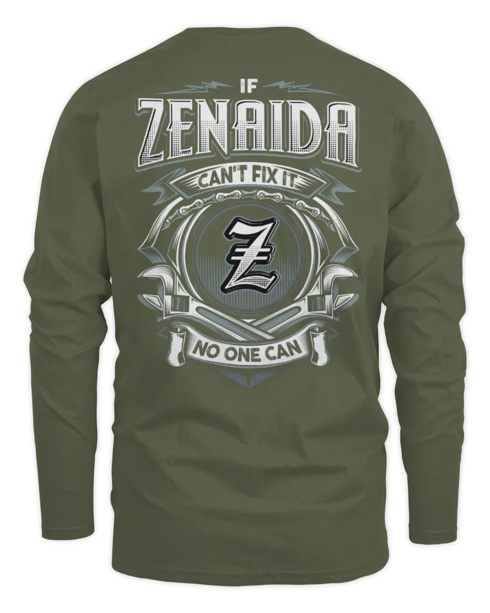 ZENAIDA AP81-K4-626 - Personalized Ahmed Quote Apparel “If Ahmed Can't Fix It, No One Can” - Men's Long Sleeved T-Shirt - Military Green