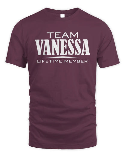 VANESSA BL62-K4-128 - Personalized “Team NAME Lifetime Member” - Unisex Standard T-Shirt - Maroon