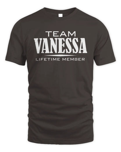 VANESSA BL62-K4-128 - Personalized “Team NAME Lifetime Member” - Unisex Standard T-Shirt - Dark Chocolate