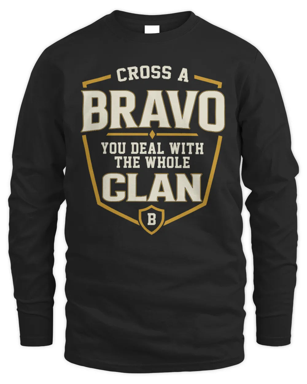 BRAVO NT1-K008 Cross A/An NAME, You Deal With the Whole Clan | Personalized Vintage T-Shirt - Men's Long Sleeved T-Shirt - Black