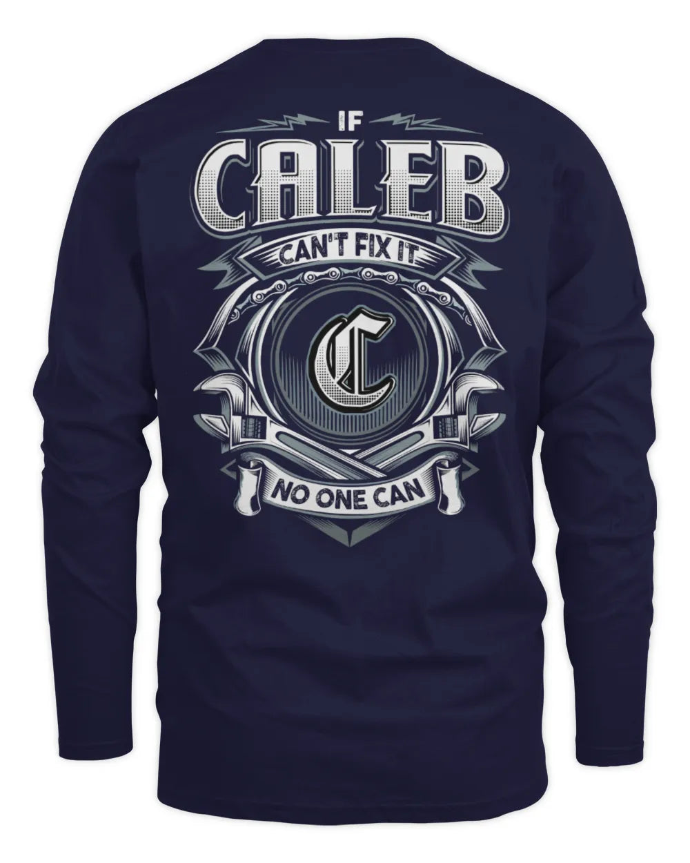 CALEB AP81-K4-626 - Personalized Ahmed Quote Apparel “If Ahmed Can't Fix It, No One Can” - Men's Long Sleeved T-Shirt - Navy