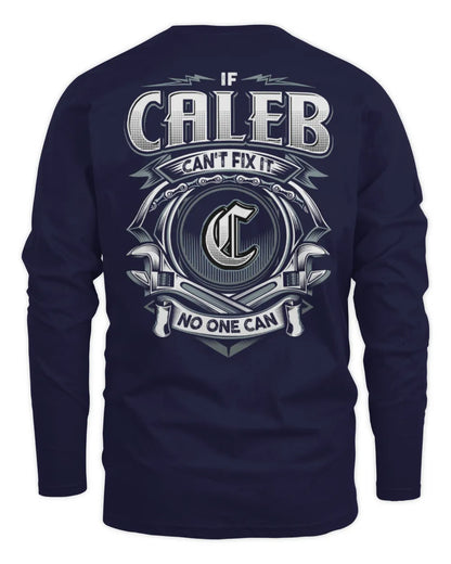 CALEB AP81-K4-626 - Personalized Ahmed Quote Apparel “If Ahmed Can't Fix It, No One Can” - Men's Long Sleeved T-Shirt - Navy
