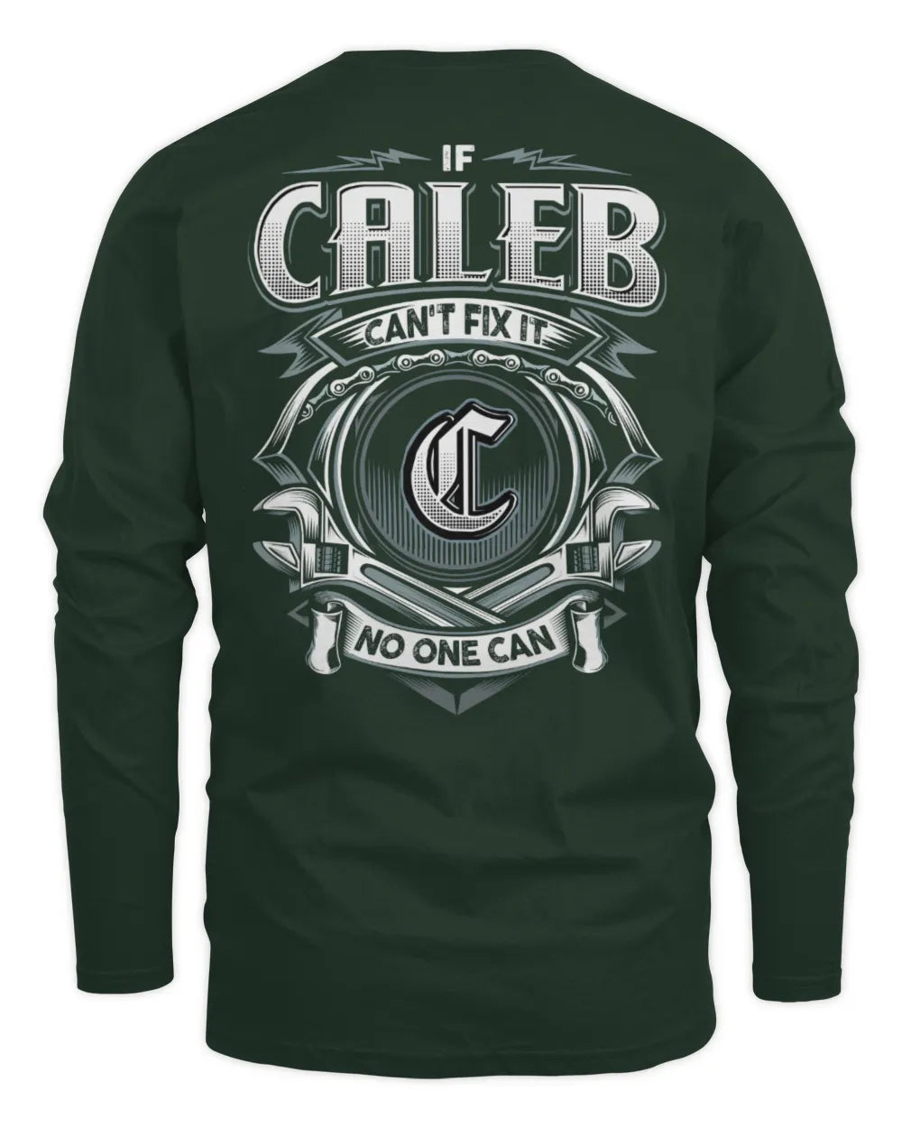 CALEB AP81-K4-626 - Personalized Ahmed Quote Apparel “If Ahmed Can't Fix It, No One Can” - Men's Long Sleeved T-Shirt - Forest Green