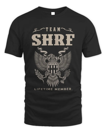 SHRF TP06-K82 – Personalized Classic Style Apparel “Team NAME Lifetime Member” - Unisex Standard T-Shirt - Black