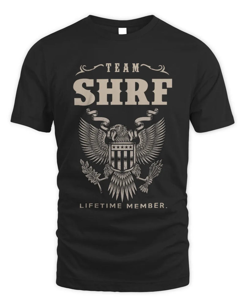 SHRF TP06-K82 – Personalized Classic Style Apparel “Team NAME Lifetime Member” - Unisex Standard T-Shirt - Black