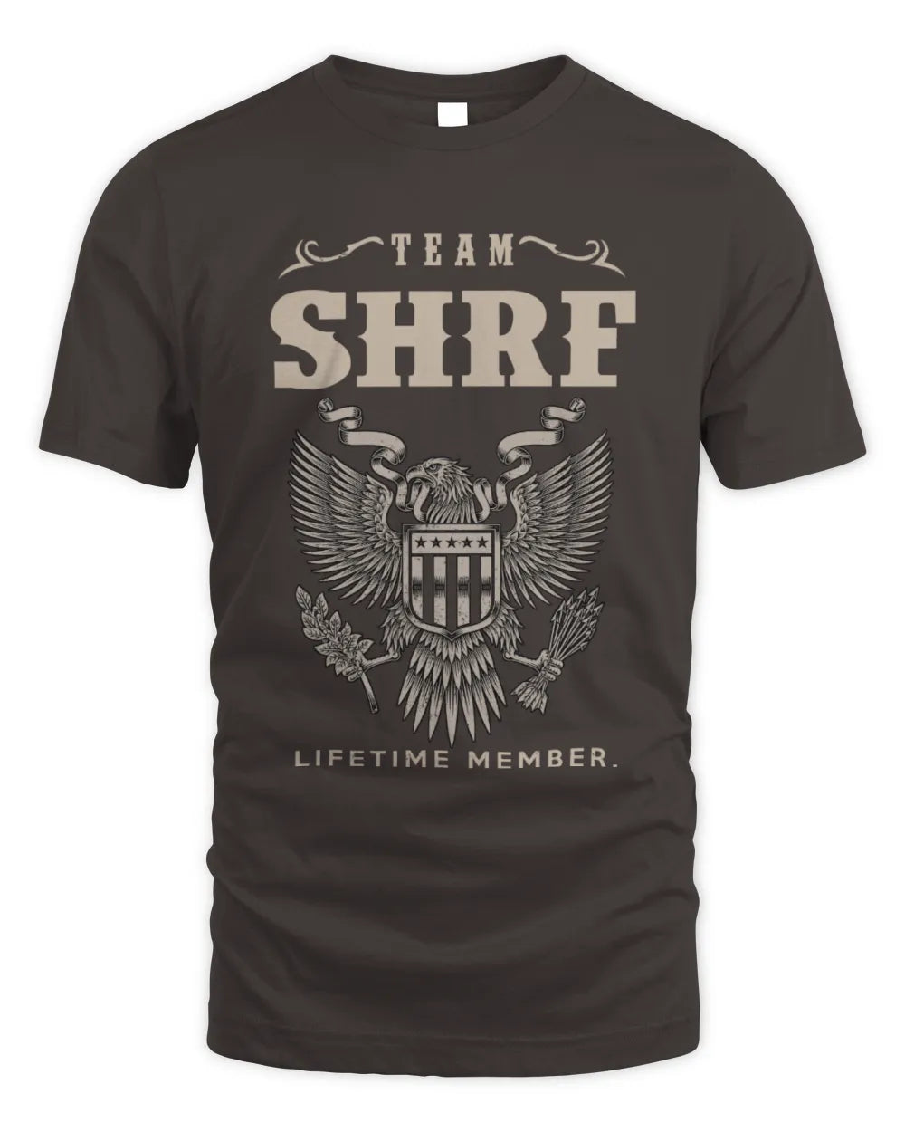 SHRF TP06-K82 – Personalized Classic Style Apparel “Team NAME Lifetime Member” - Unisex Standard T-Shirt - Dark Chocolate